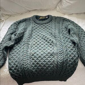 Irish Aran Forest Green Cable Knit Sweater